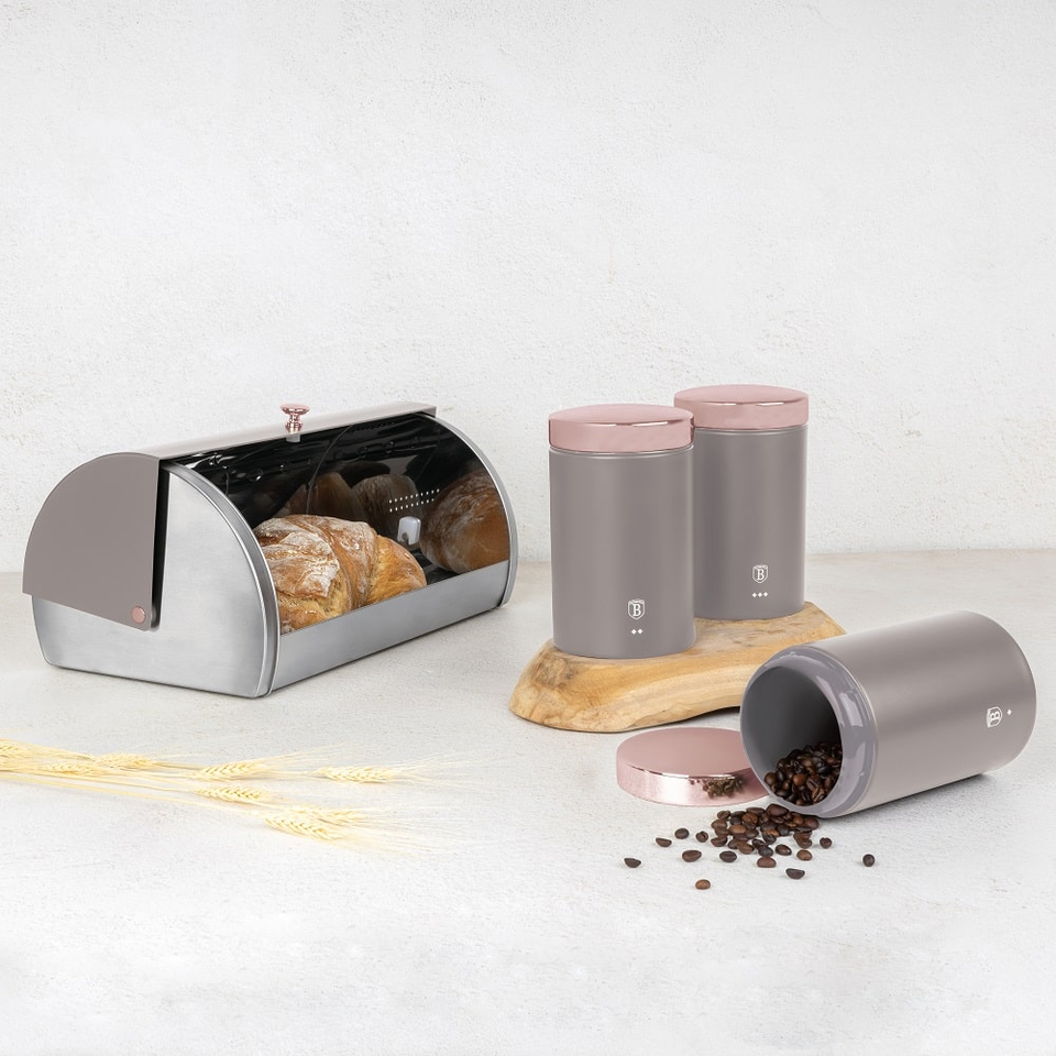 Bread box with 3pcs canister set Berlinger Haus BH6834 Taupe