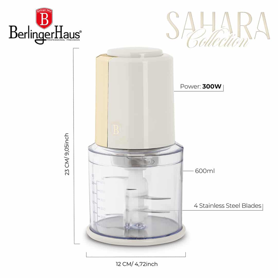 2-in-1 Food Chopper 300W 1L Cream – Berlinger Haus BH9887