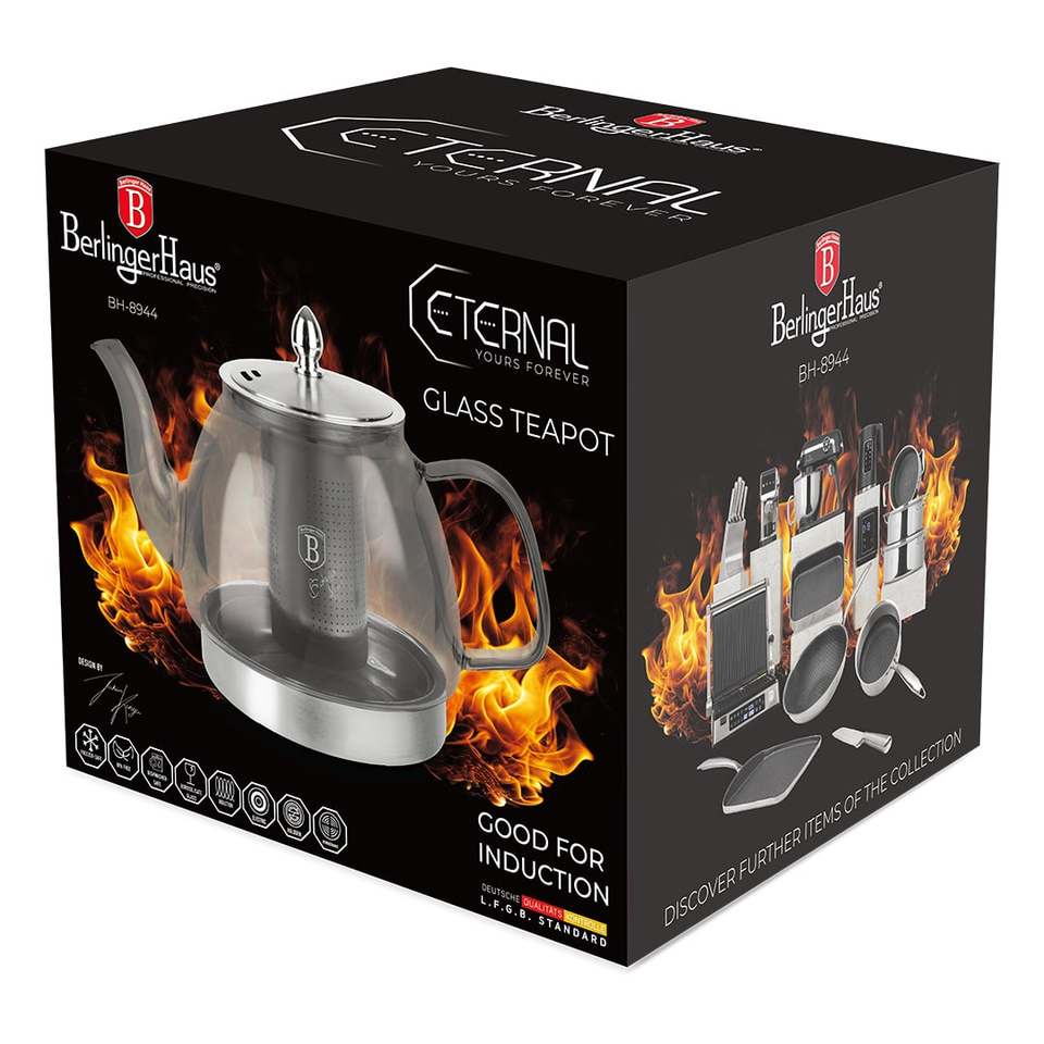 Glass Tea Pot with Filter 1.2L Induction Berlinger Haus BH8944