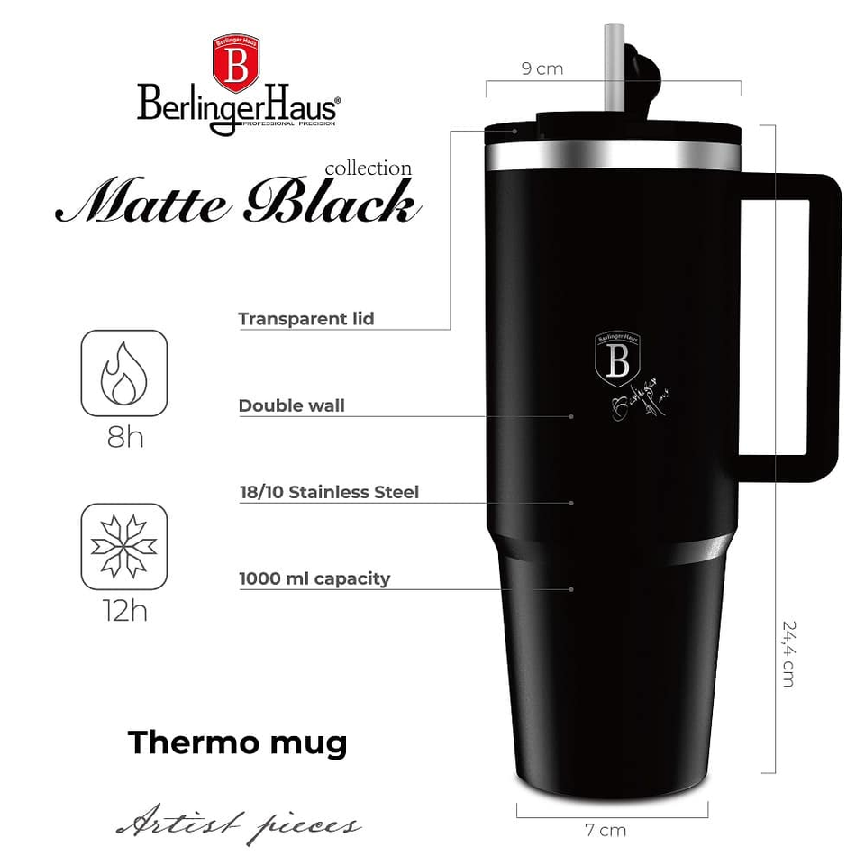 Thermo mug, 1L Berlinger Haus BH8833 Matte Black
