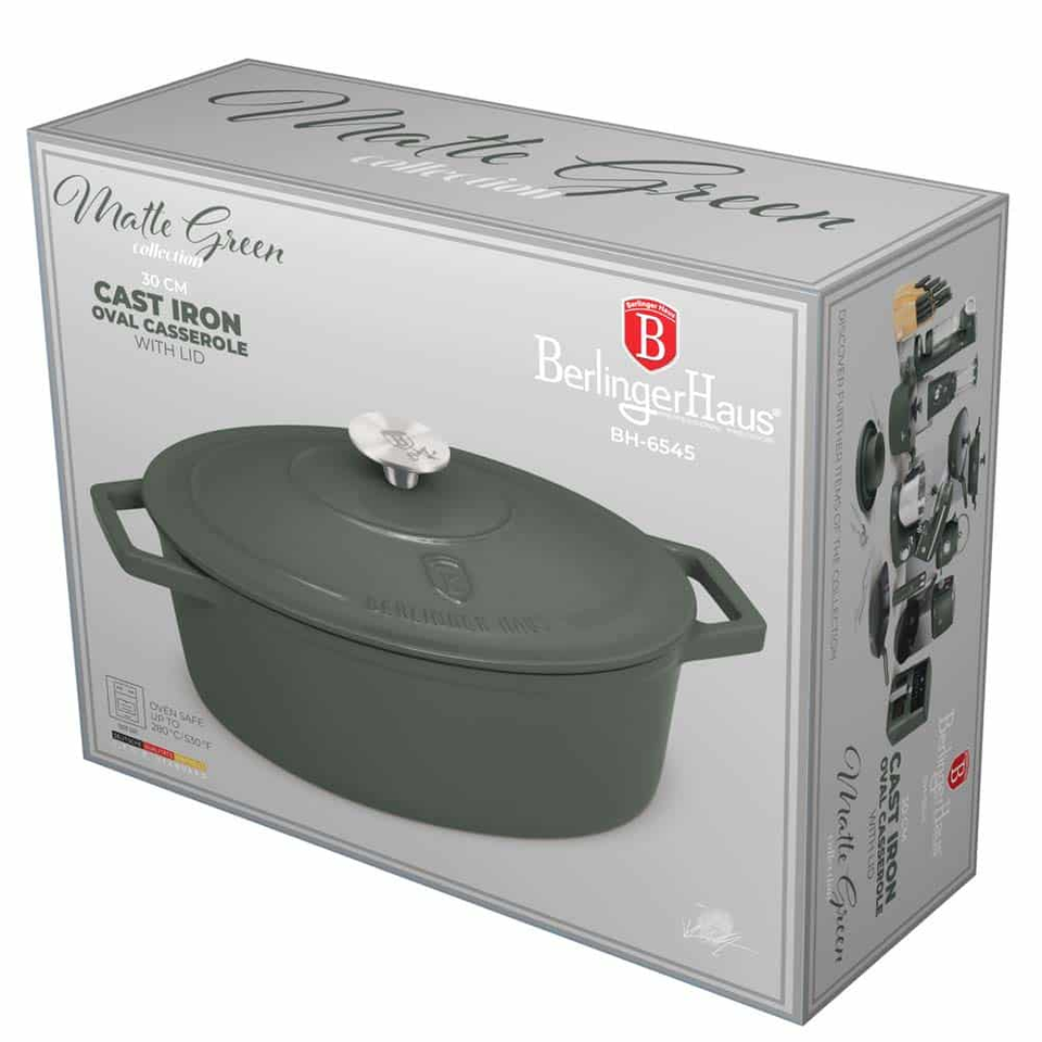 Oval roaster,30 cm,cast iron Berlinger Haus BH6545 Matte Green