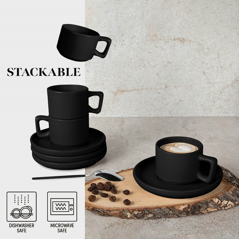 4+4 pcs espresso cup set Berlinger Haus BH10019 Matte Black