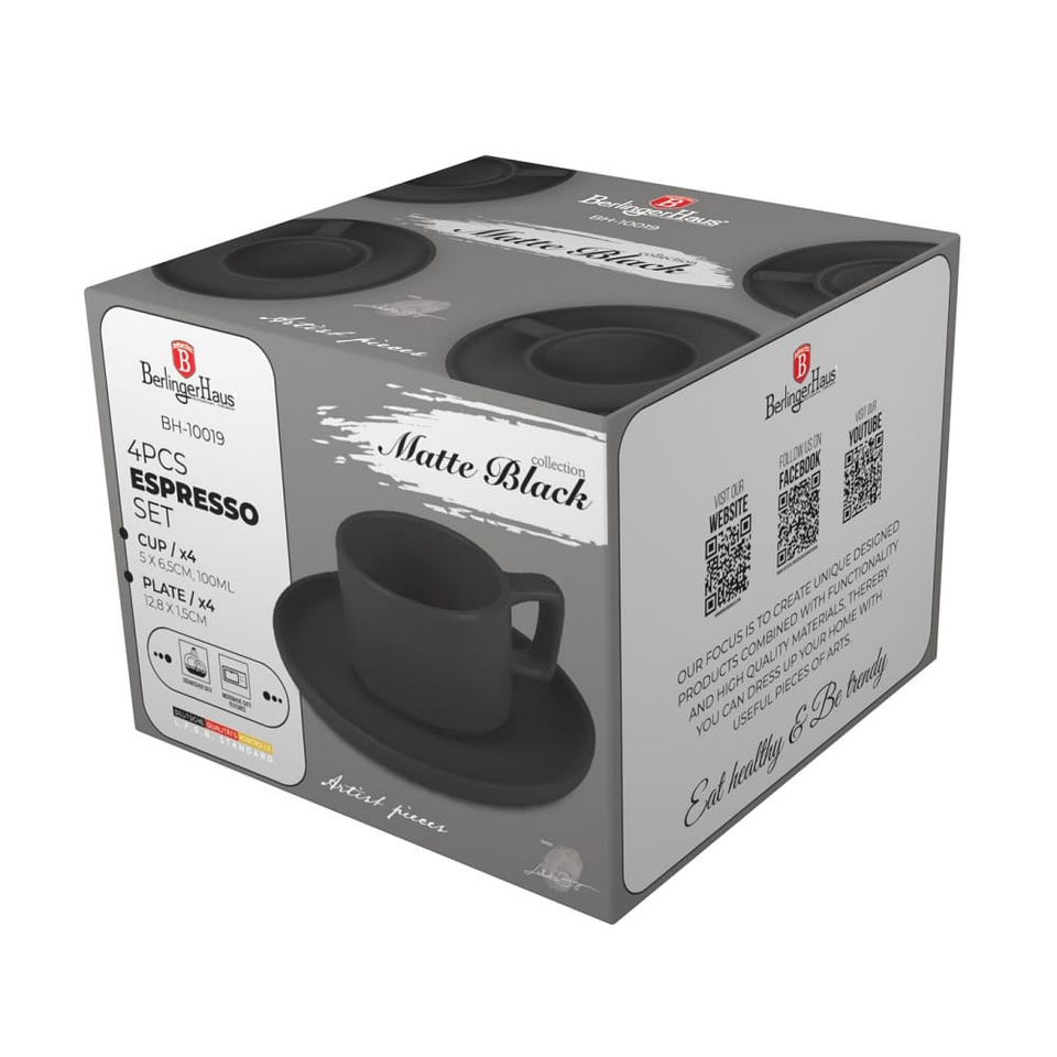 4+4 pcs espresso cup set Berlinger Haus BH10019 Matte Black
