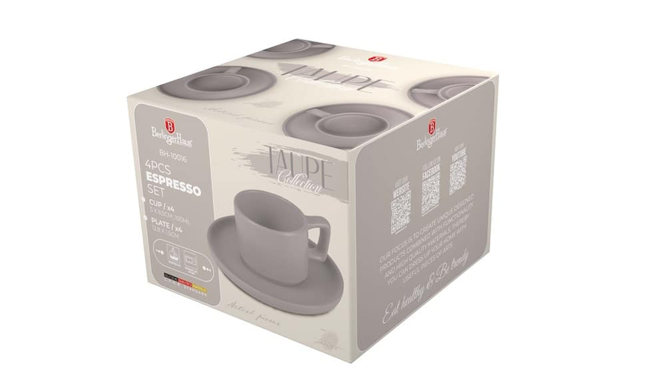4+4 pcs espresso cup set Berlinger Haus BH10016 Taupe