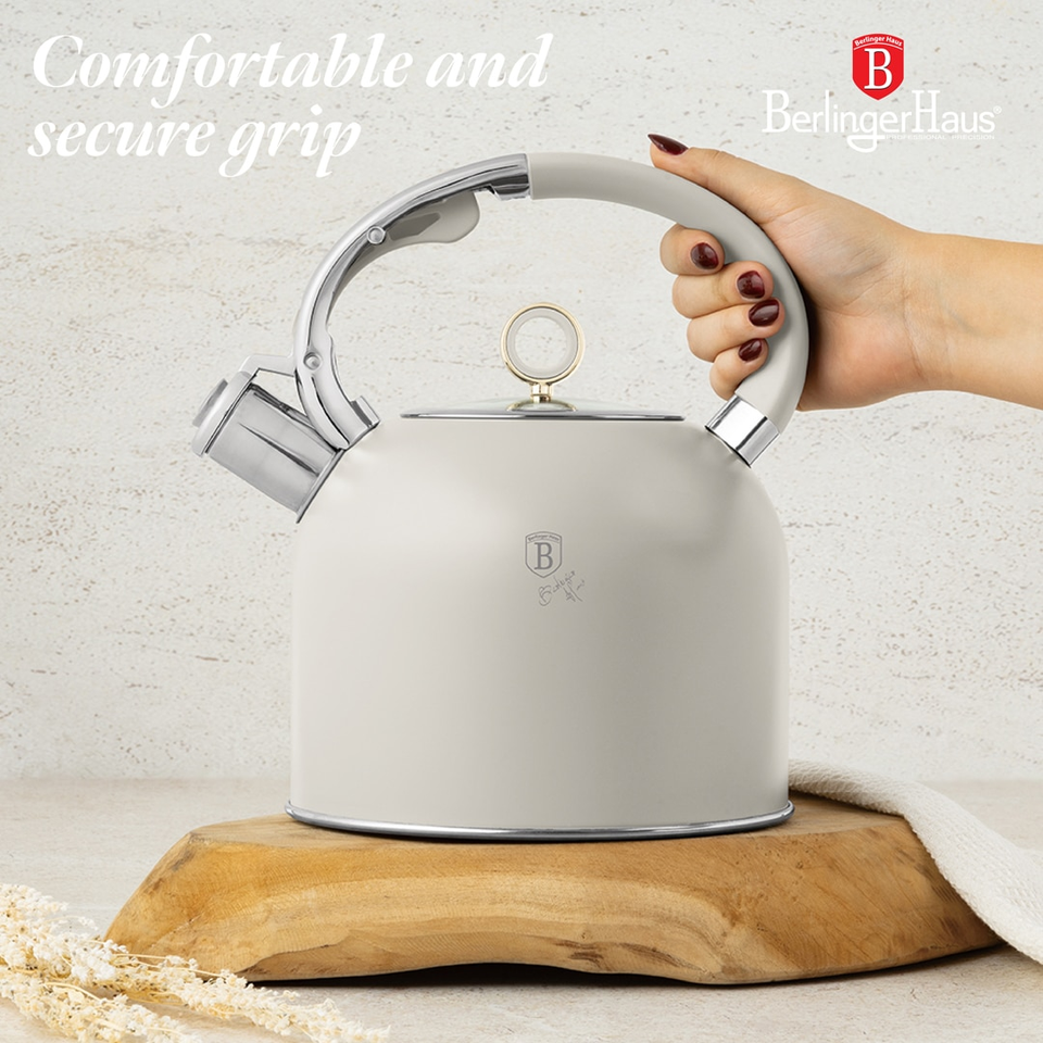 Kettle with Glass Lid 3.0L Matte Cream Induction – Berlinger Haus BH8915