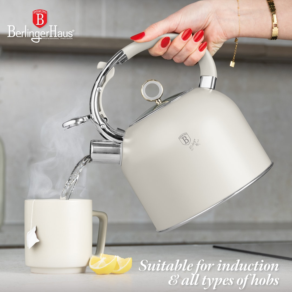 Kettle with Glass Lid 3.0L Matte Cream Induction – Berlinger Haus BH8915