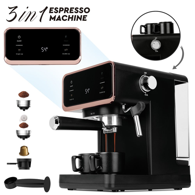 Digital espresso coffee maker,3 in 1 Berlinger Haus BH9732