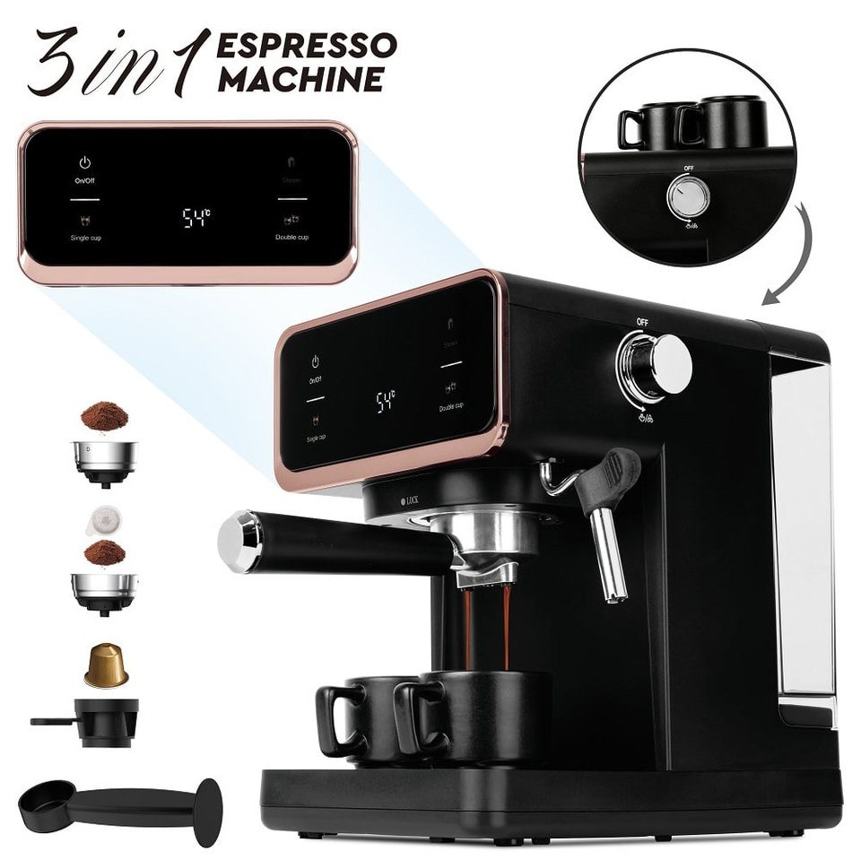 Digital espresso coffee maker,3 in 1 Berlinger Haus BH9732