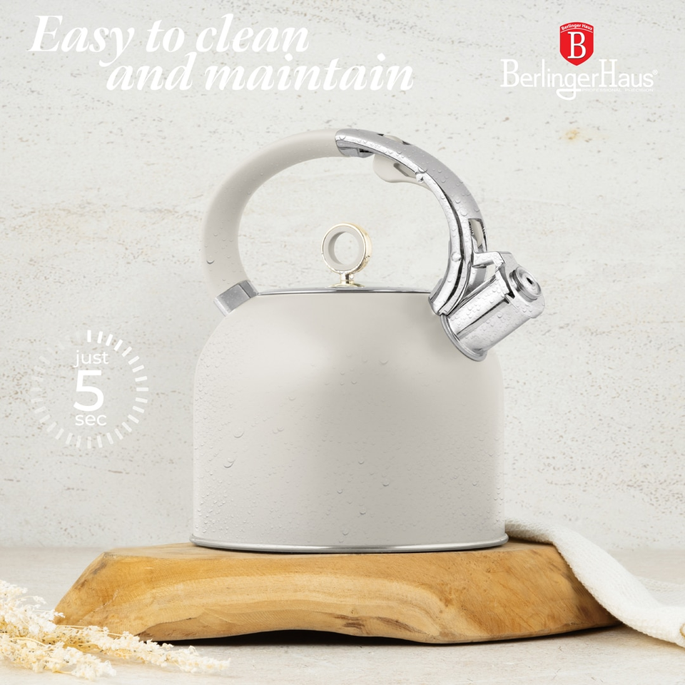 Kettle with Glass Lid 3.0L Matte Cream Induction – Berlinger Haus BH8915