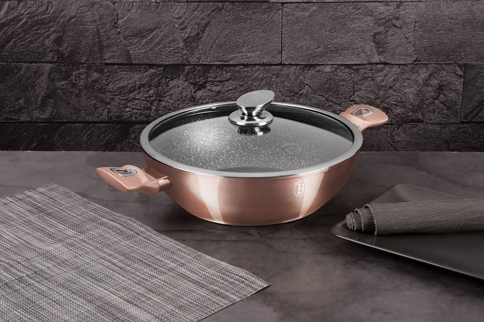 Wok with lid, 30 cm Berlinger Haus BH7100 Rose Gold