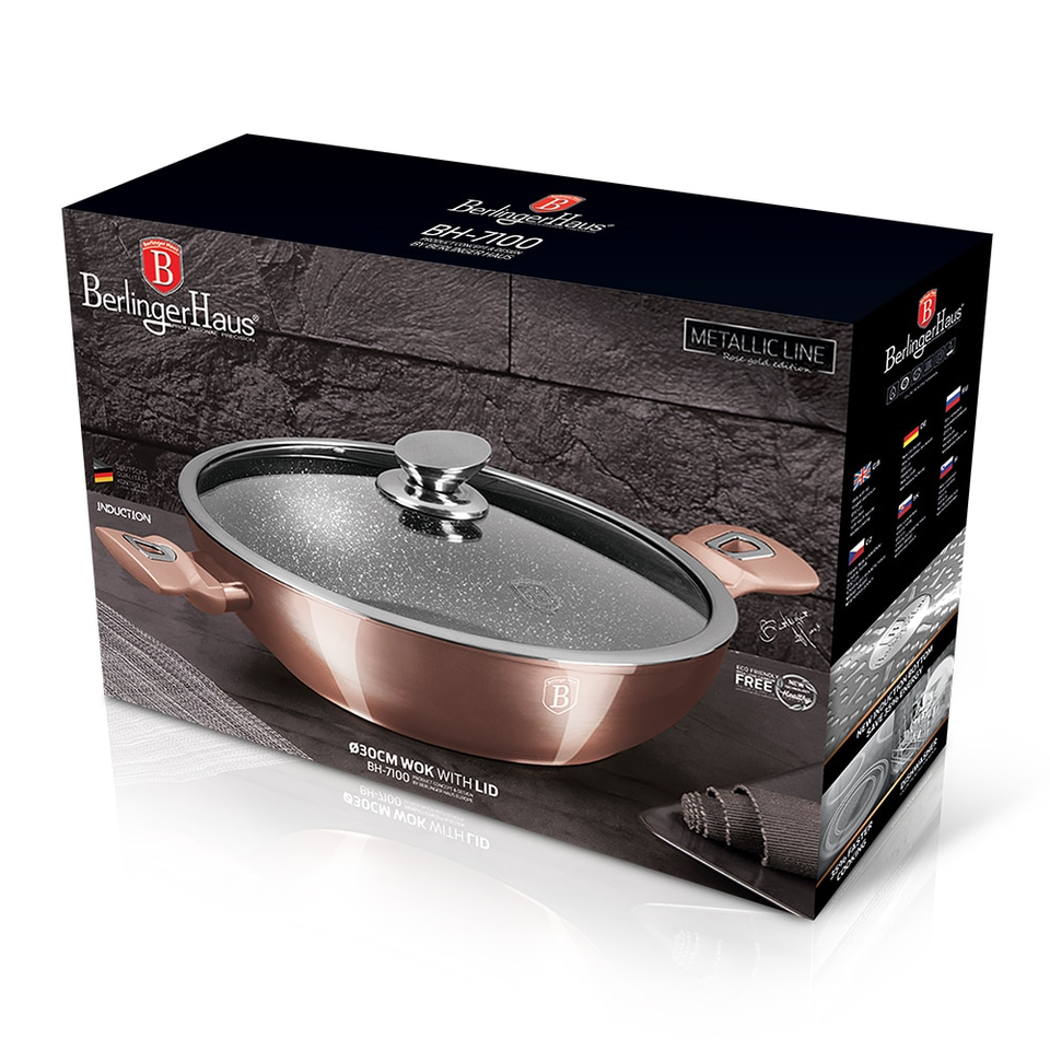Wok with lid, 30 cm Berlinger Haus BH7100 Rose Gold