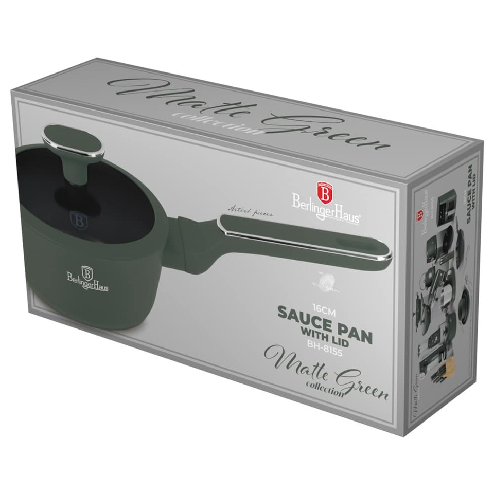 Sauce pan with lid,16 cm Berlinger Haus BH8155 Matte Green