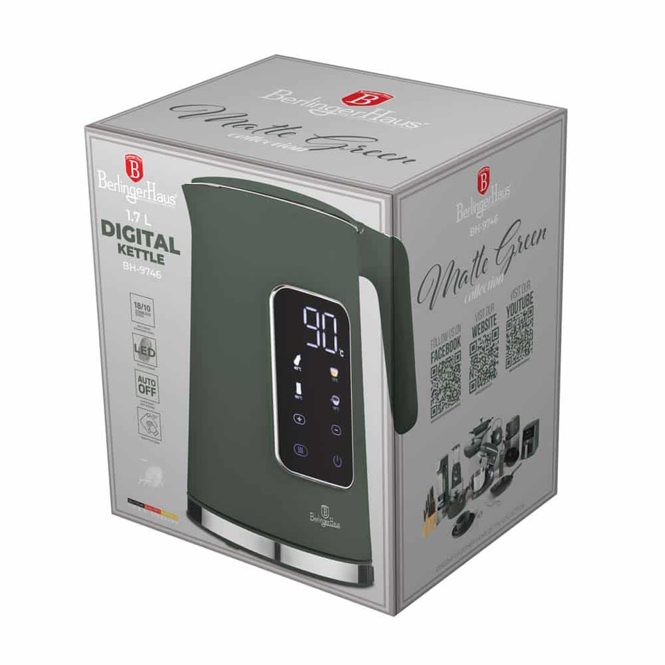 Digital electric Kettle Berlinger Haus BH9746 Matte Green