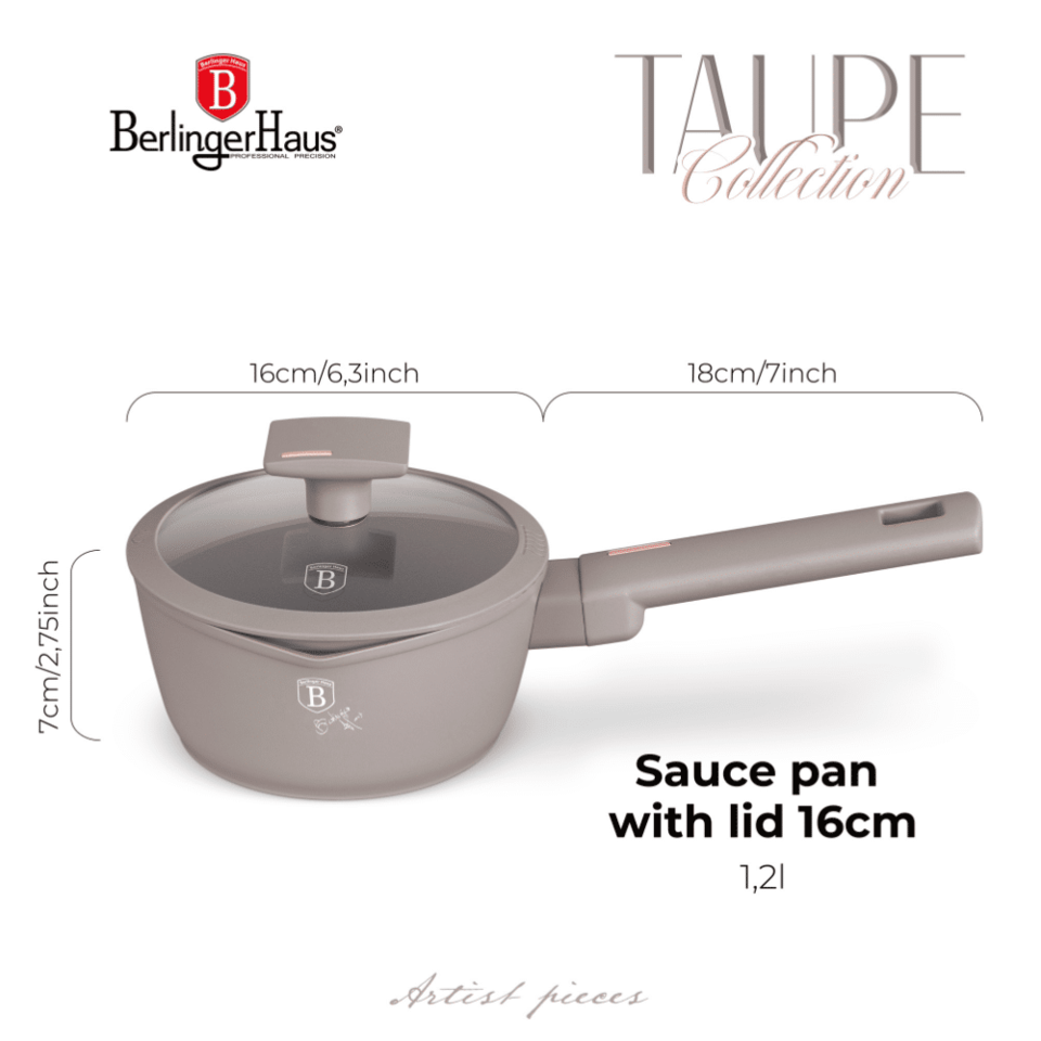 Sauce pan with lid,16 cm Berlinger Haus BH8088 Taupe