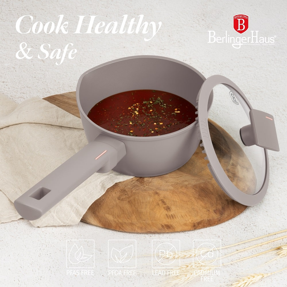 Sauce pan with lid,16 cm Berlinger Haus BH8088 Taupe