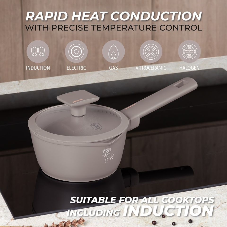 Sauce pan with lid,16 cm Berlinger Haus BH8088 Taupe