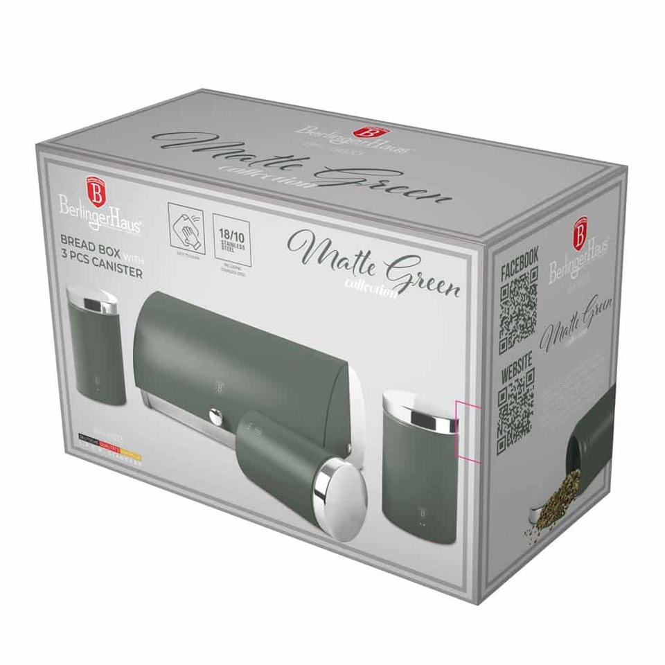 Bread box with 3pcs canister set Berlinger Haus BH6833 Green
