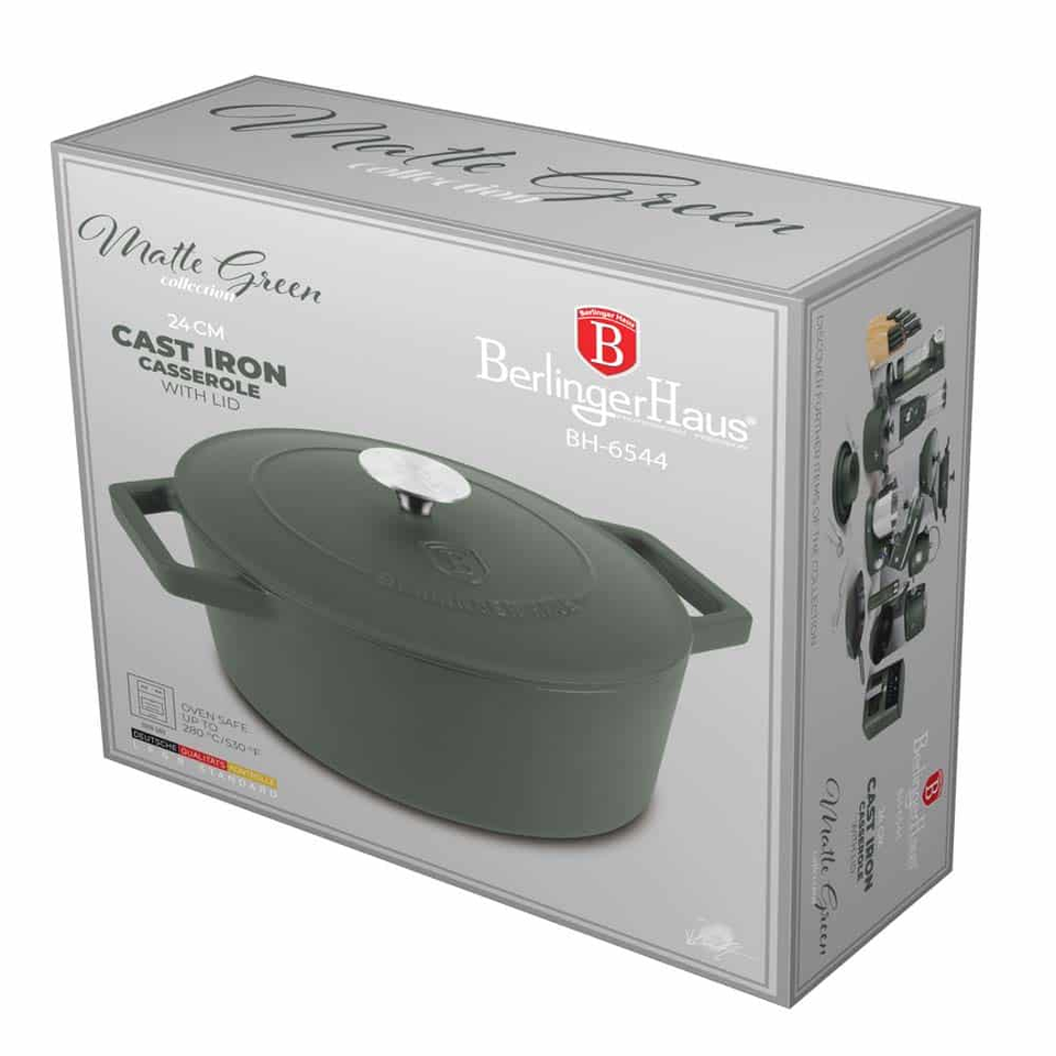 Casserole, 24 cm cast iron Berlinger Haus BH6544 Matte Green