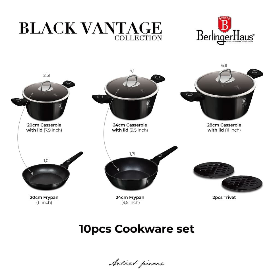 10 pcs cookware set Berlinger Haus BH8231