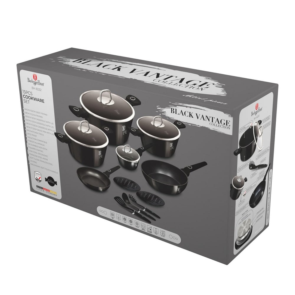 15 pcs cookware set Berlinger Haus BH8232 Black