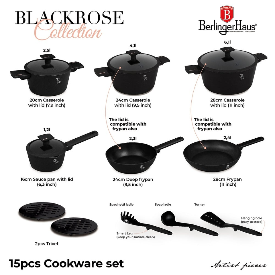 15 pcs cookware set Berlinger Haus BH8246 Monaco