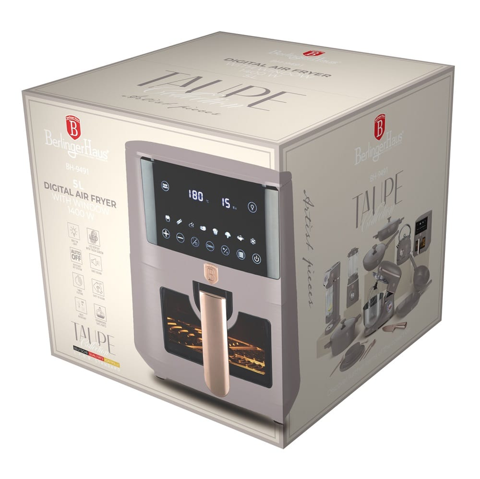 Air fryer, 5 L, visible window Berlinger Haus BH9491 Taupe