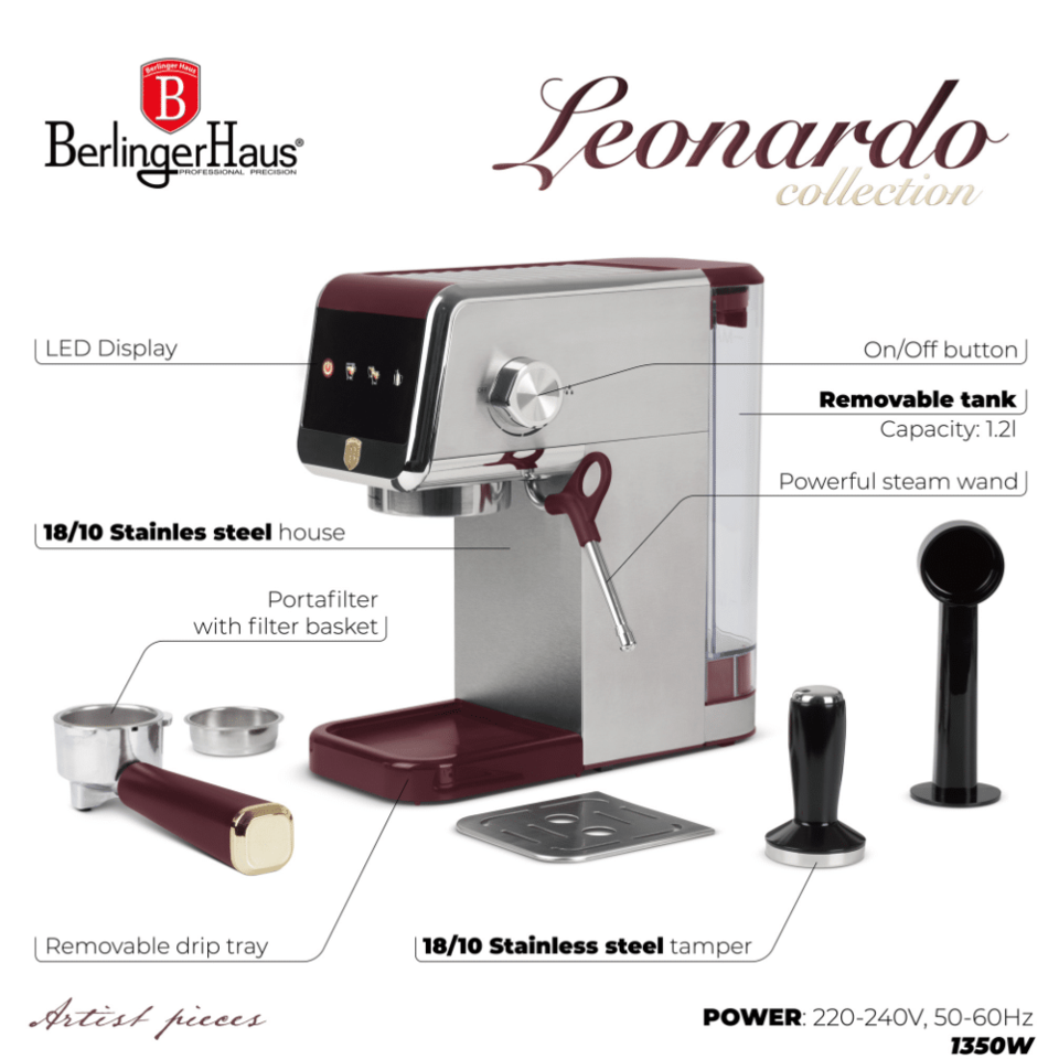 Digital espresso coffee maker Berlinger Haus BH9623 Leonardo