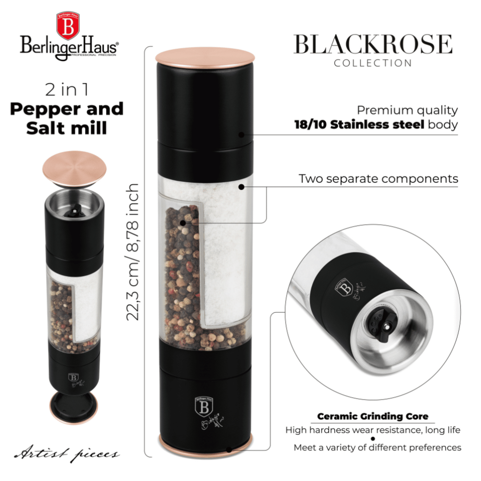2in1 pepper and salt mill Berlinger Haus BH8553 Black Rose