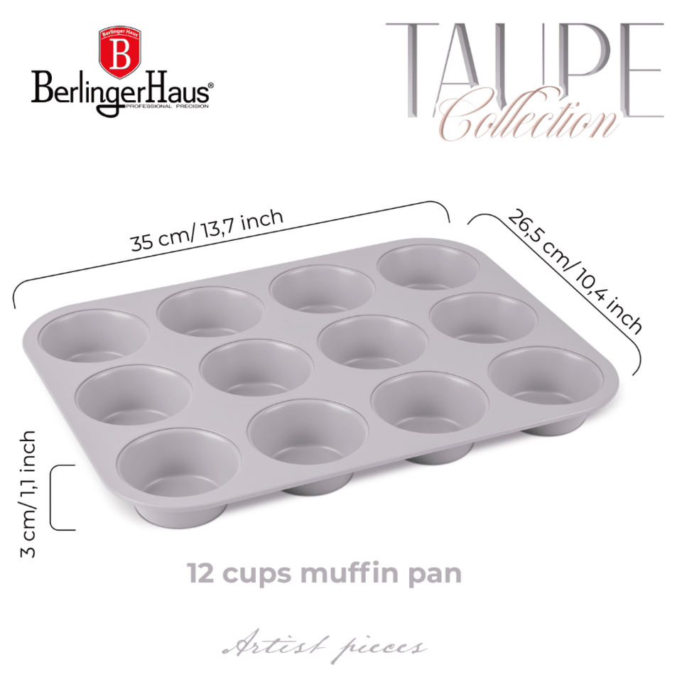12 cups muffin pan Berlinger Haus BH7947 Taupe