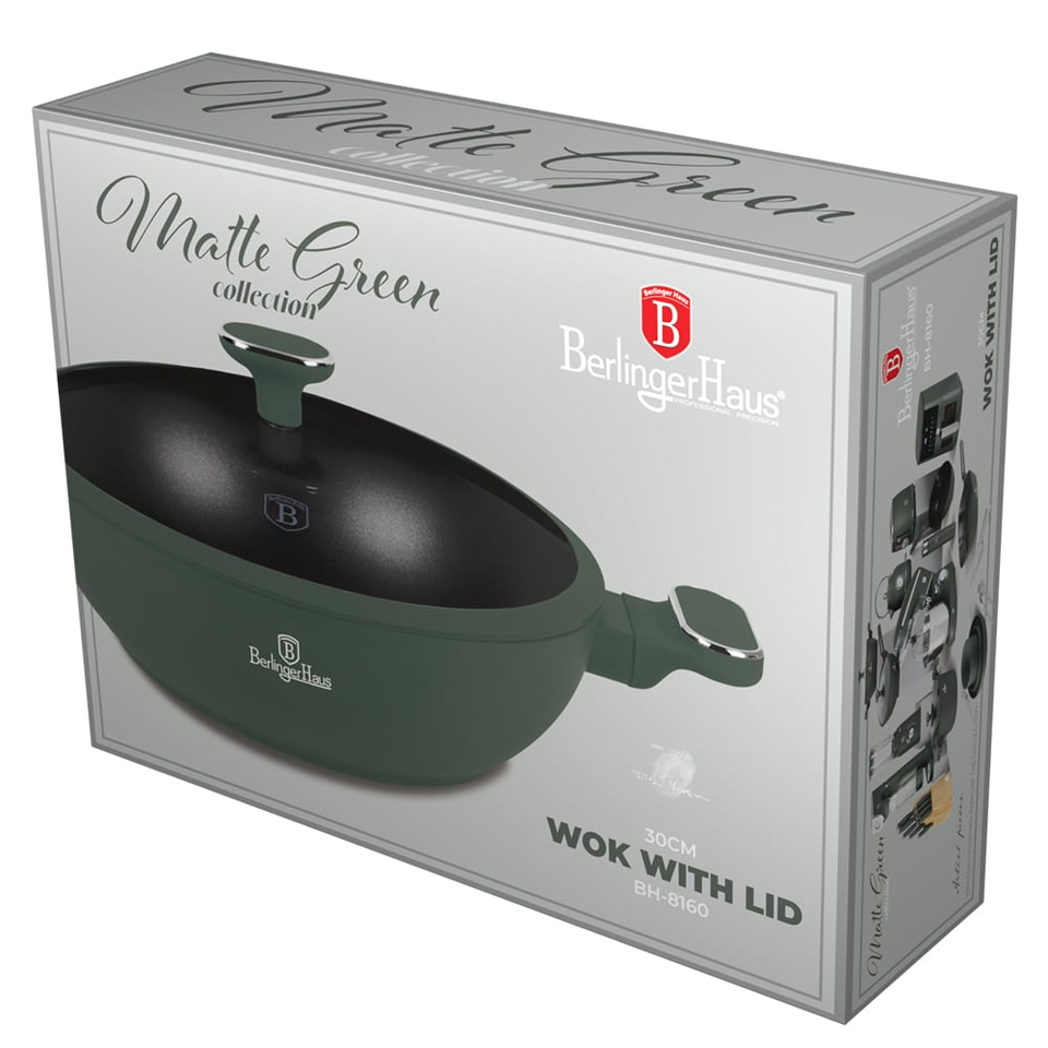 Wok with lid, 30 cm Berlinger Haus BH8160 Matte Green