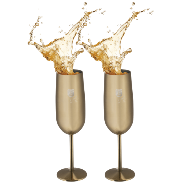 2 pcs metal champagne glass set Berlinger Haus BH8663