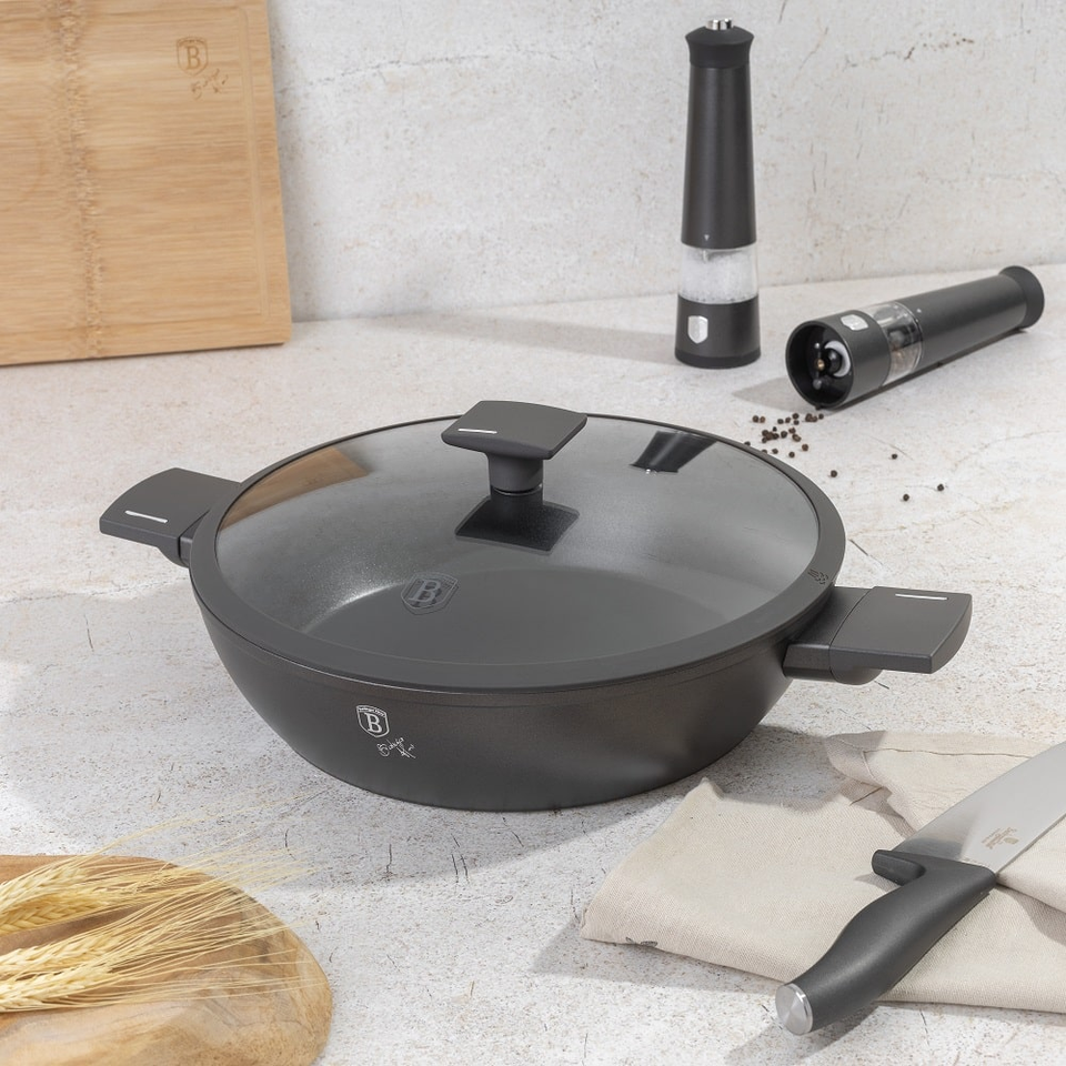 Shallow pot with lid 30 cm Berlinger Haus BH8129 Anthracite