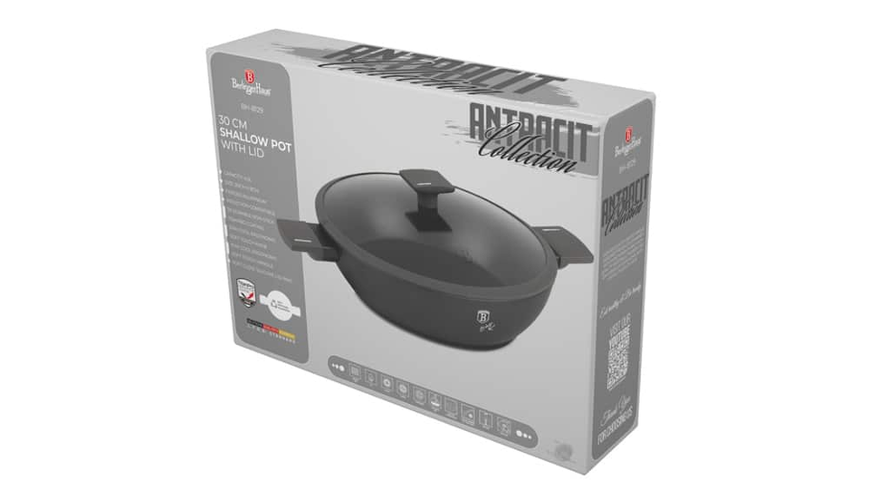 Shallow pot with lid 30 cm Berlinger Haus BH8129 Anthracite