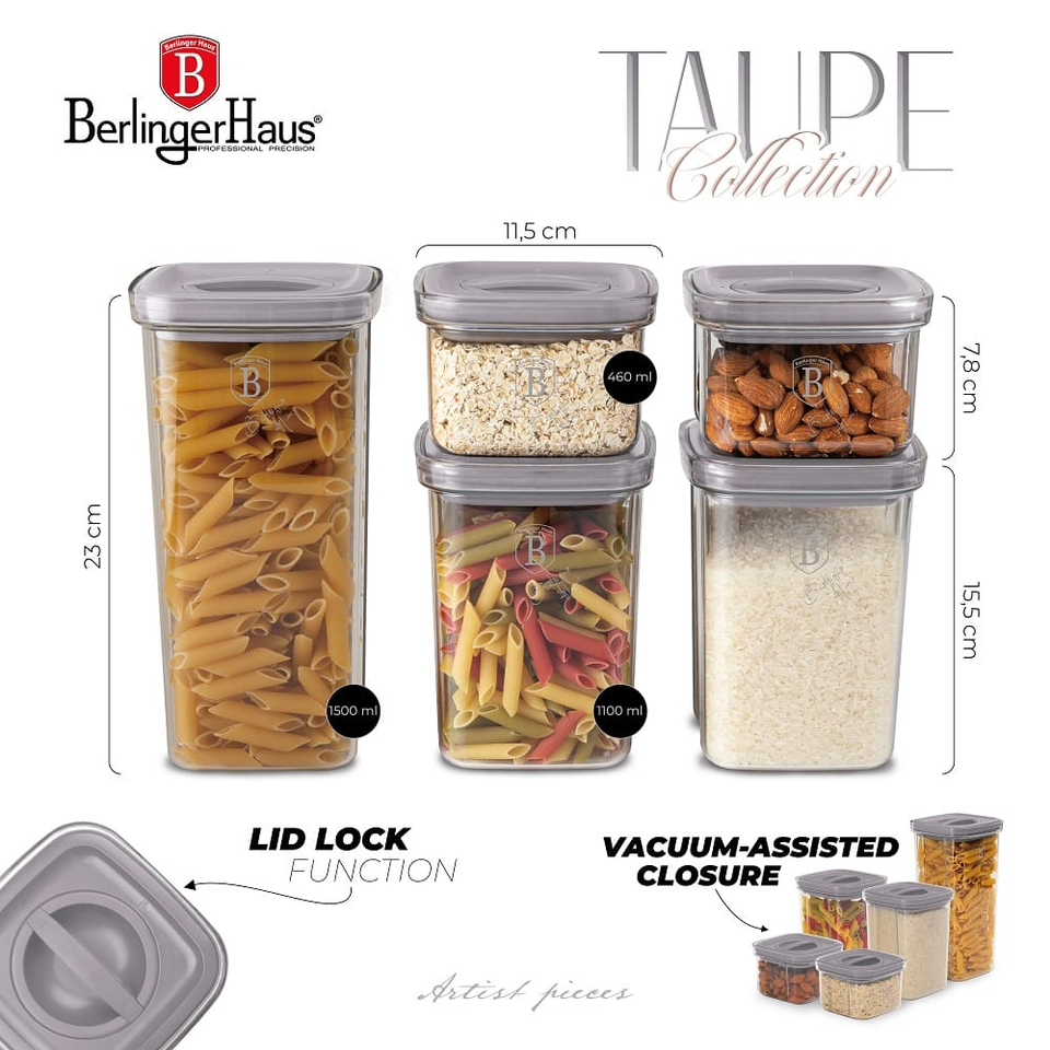 5+5 pcs canister set Berlinger Haus BH8576 Taupe