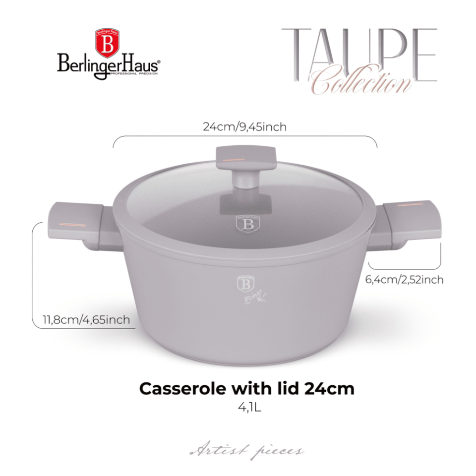 Casserole with lid, 24 cm Berlinger Haus BH8101 Taupe