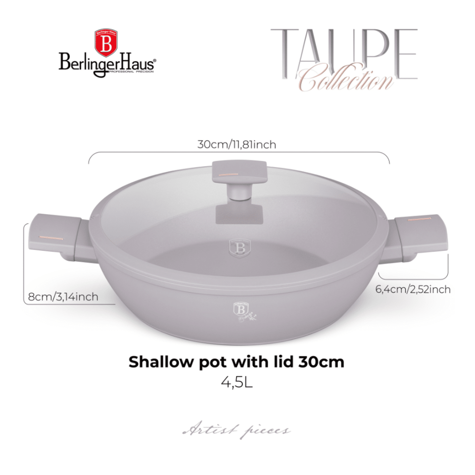 Shallow pot with lid, 30 cm Berlinger Haus BH 8099 Taupe