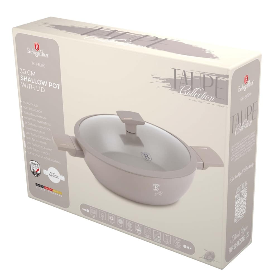 Shallow pot with lid, 30 cm Berlinger Haus BH 8099 Taupe