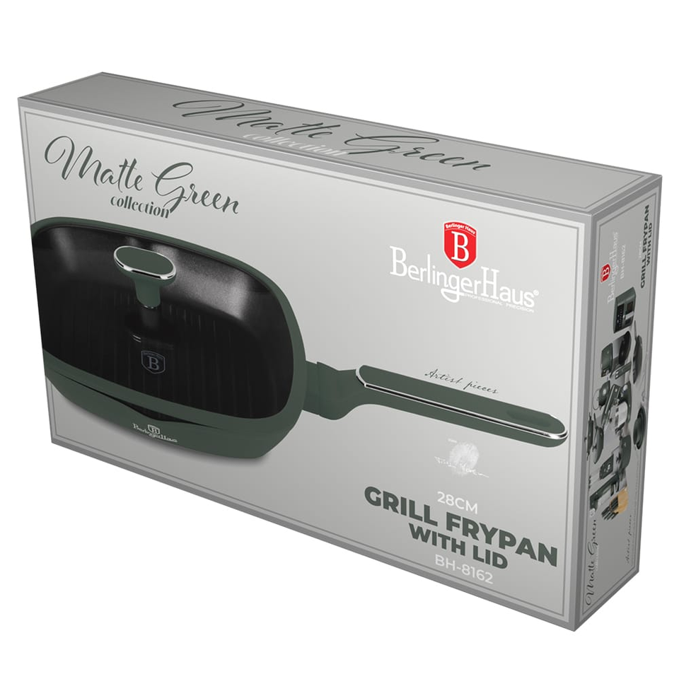 Grill pan with lid, 28 cm Berlinger Haus BH8162 Matte Green