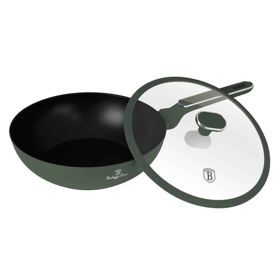 Wok pan with lid, 28 cm Berlinger Haus BH8159 Matte Green