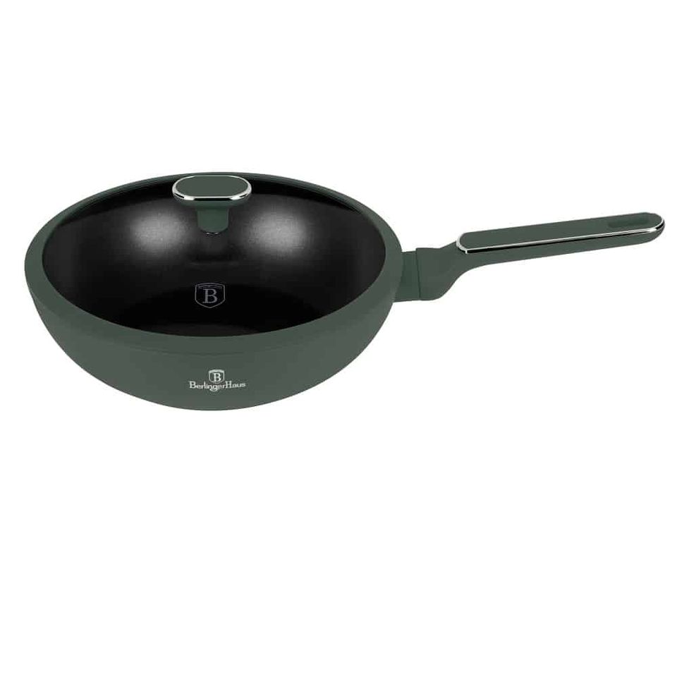 Wok pan with lid, 28 cm Berlinger Haus BH8159 Matte Green