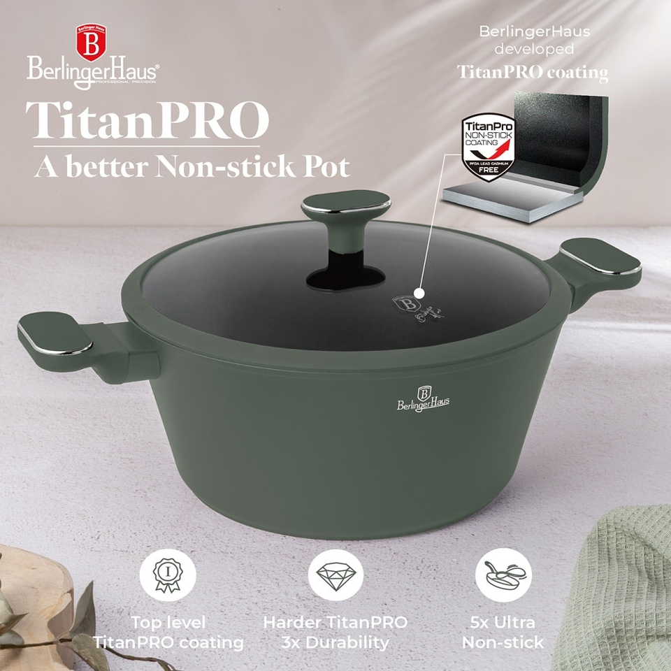 Casserole with lid, 28 cm Berlinger Haus BH8202 Matte Green