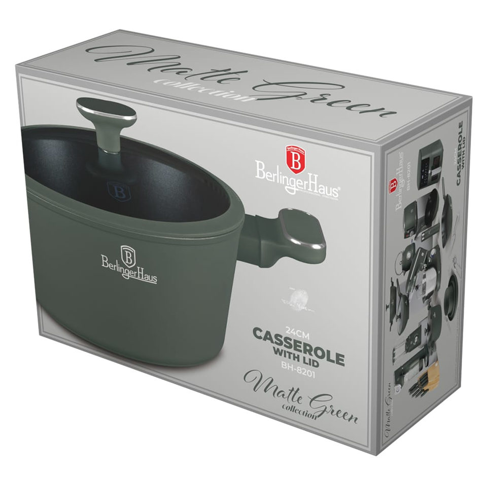 Casserole with lid, 24 cm Berlinger Haus BH8201 Matte Green