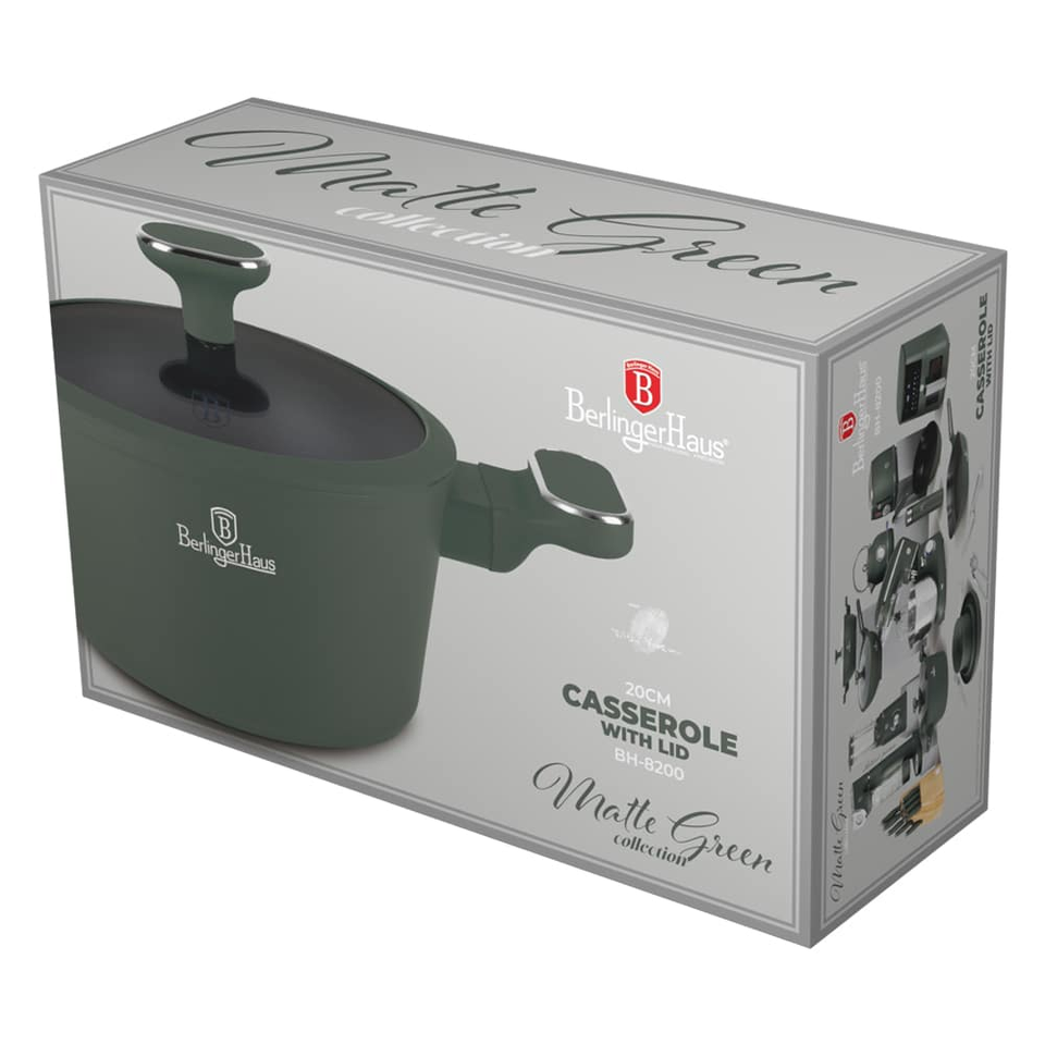 Casserole with lid, 20 cm Berlinger Haus BH8200 Matte Green