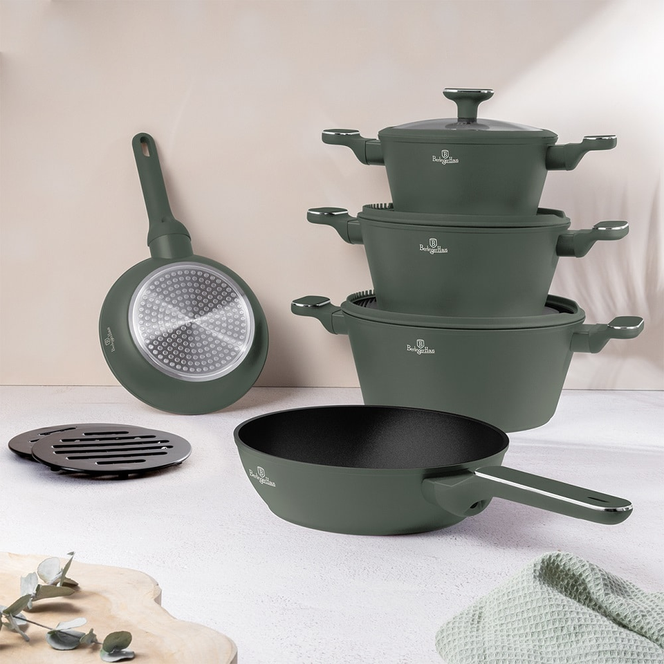 10 pcs cookware set Berlinger Haus BH8207 Matte Green