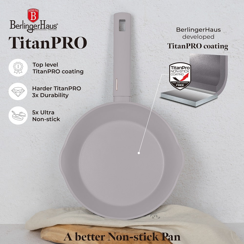 Deep frypan with 2 mouth, 24 cm Berlinger Haus BH8090 Taupe