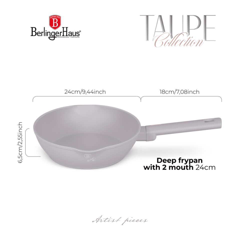 Deep frypan with 2 mouth, 24 cm Berlinger Haus BH8090 Taupe
