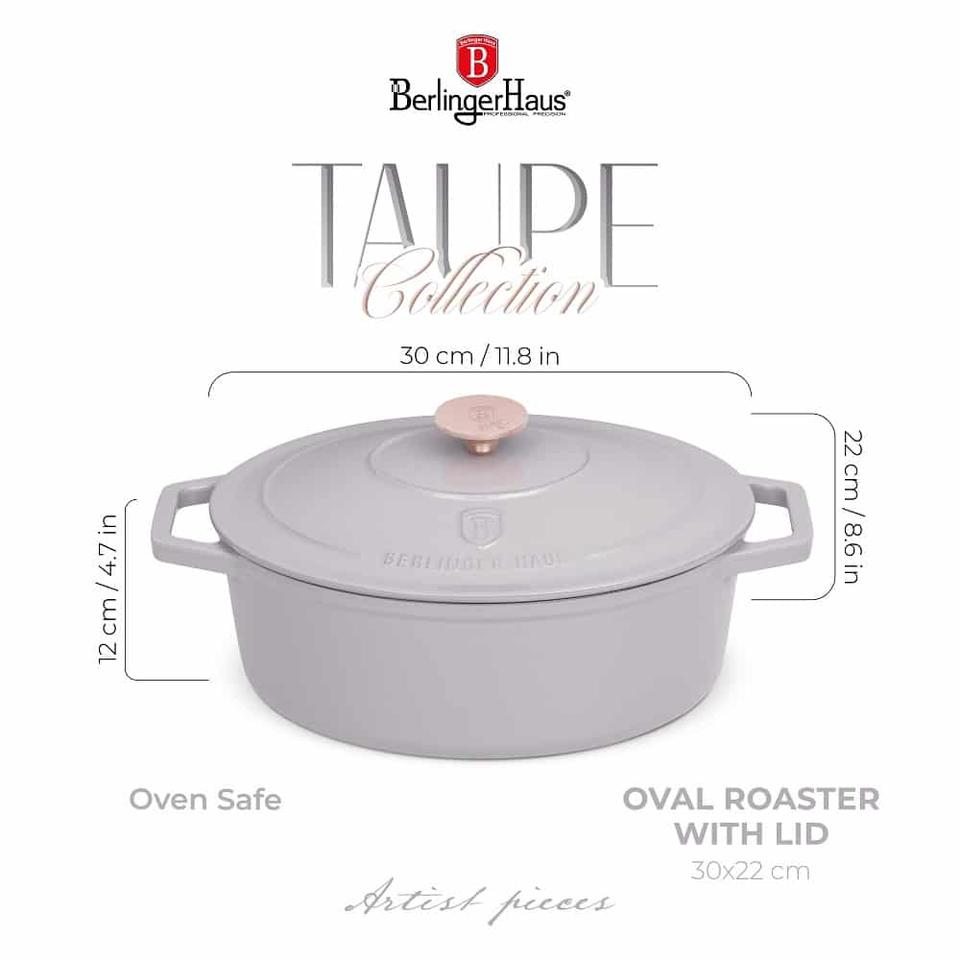 Oval roaster, 30 cm, cast iron Berlinger Haus BH6541 Taupe