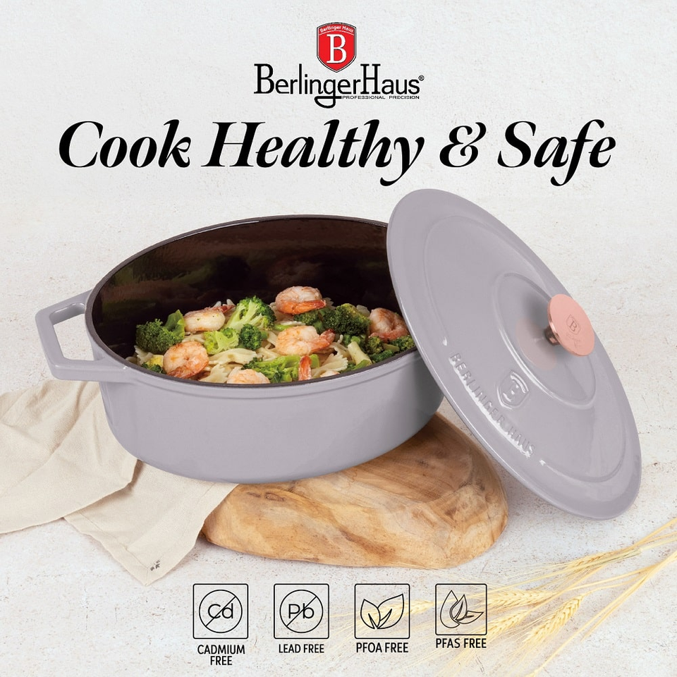 Oval roaster, 30 cm, cast iron Berlinger Haus BH6541 Taupe