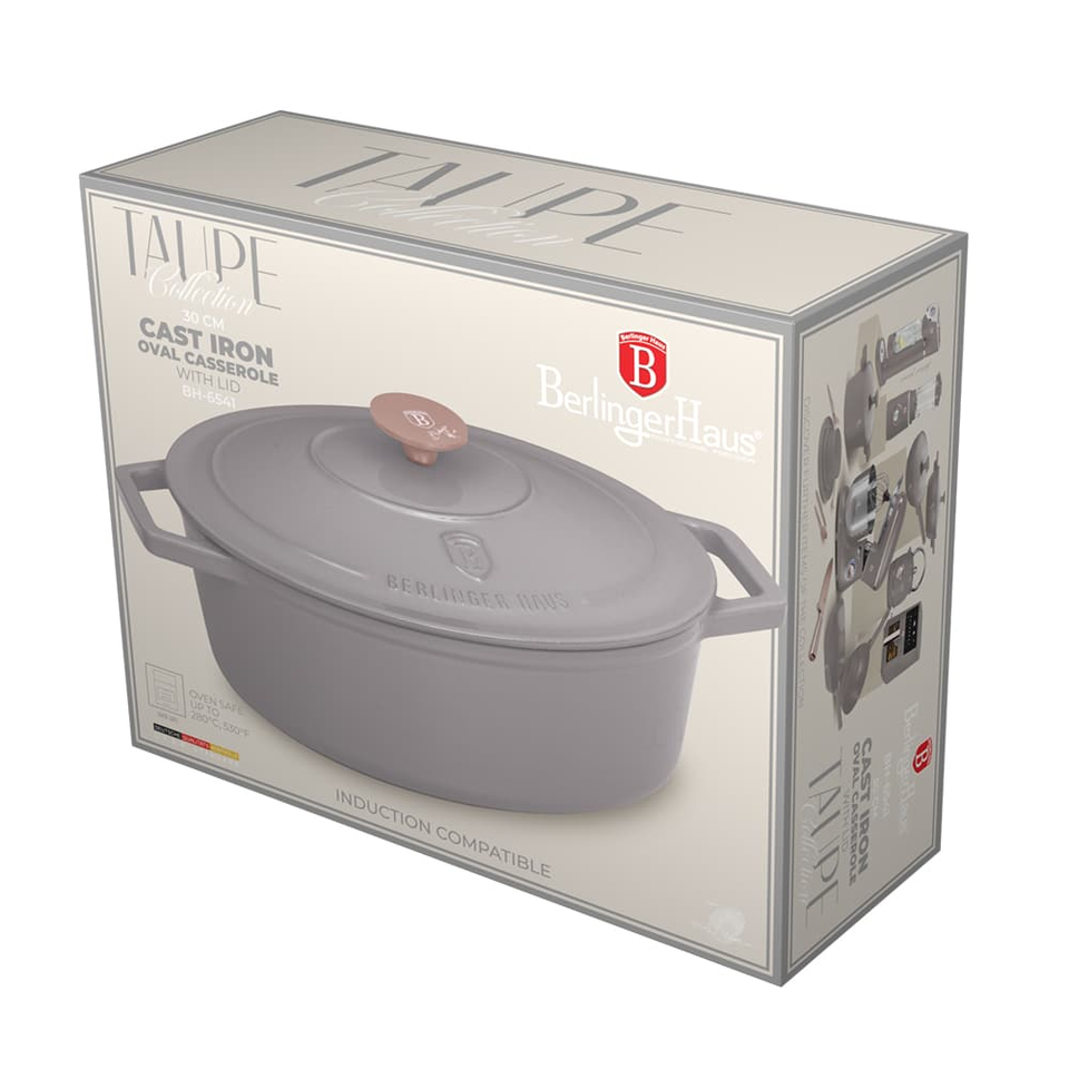Oval roaster, 30 cm, cast iron Berlinger Haus BH6541 Taupe