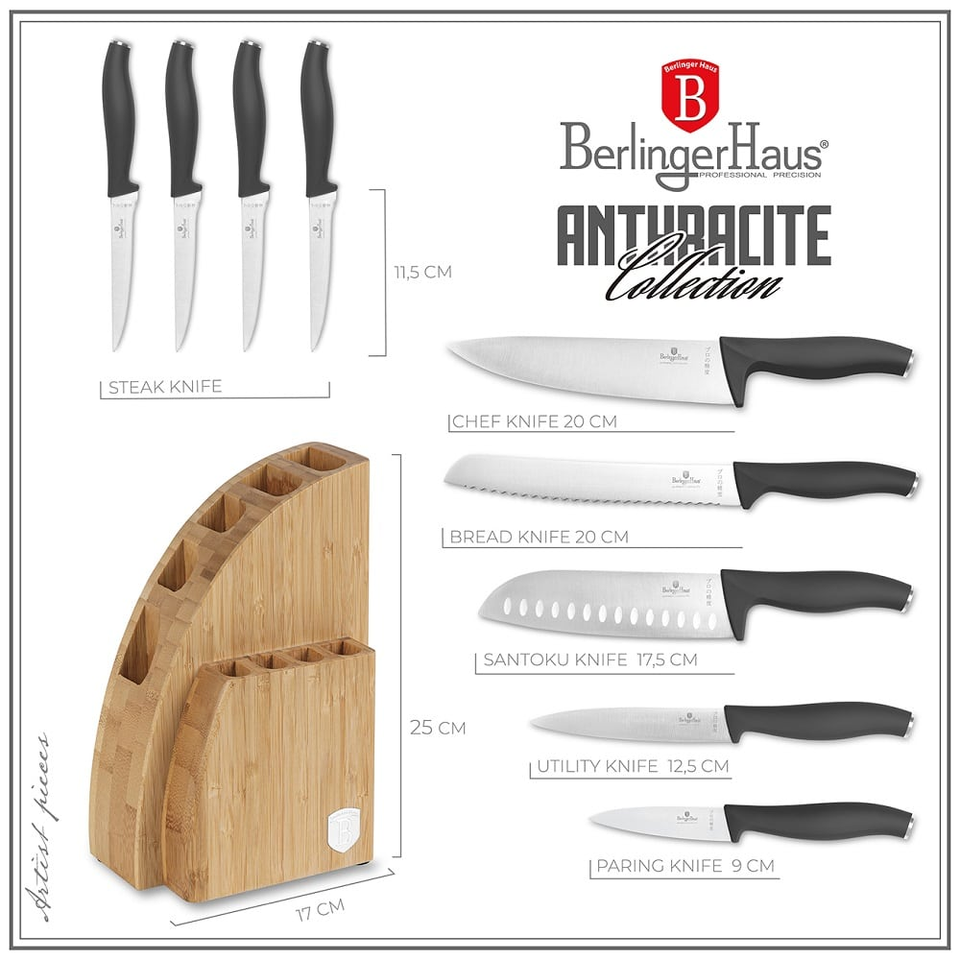 10 pcs knife set with BAMBOO stand Berlinger Haus BH2758